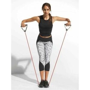 Athleta Stealth TruCool Capri Leggings White Black Printed High Rise 777534